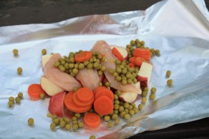 Add peas and carrots or whatever veggies you like.
