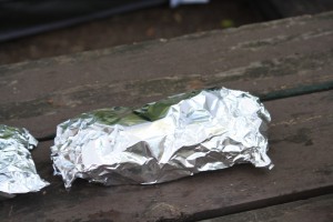 Wrap the foil pack like a pillow being sure that it is sealed.