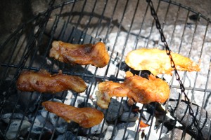 Sprinkle mexican or southwestern seasoning on the chicken and grill it until it is done.