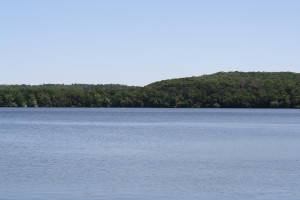 Little Falls Lake from the swimming beach at Willow River State Park