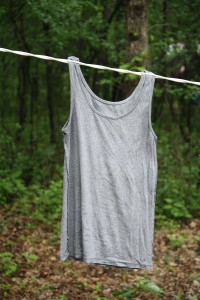 Tank top hanging on the no pins camping clothesline Tank top hanging on the no pins camping clothesline
